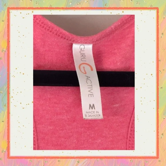 Guru Active Meditate Elevate Manifest Breathe Empower Tank Size S Pink Racerback - Picture 8 of 8